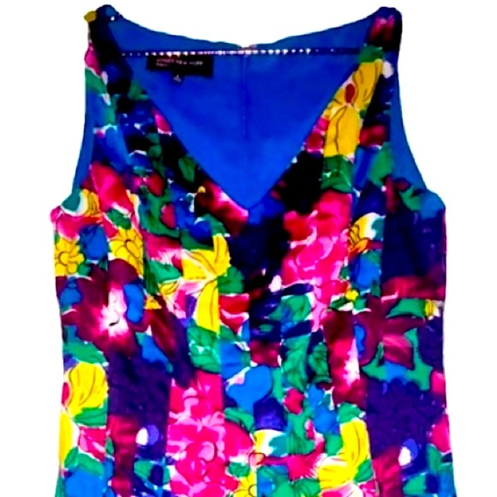 Jones New York Multicolored Floral Pleated Sheath Dress